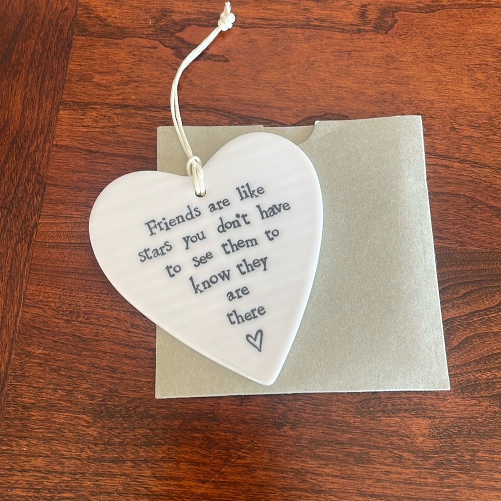 East of India Porcelain Heart - Friends Gift- New!
